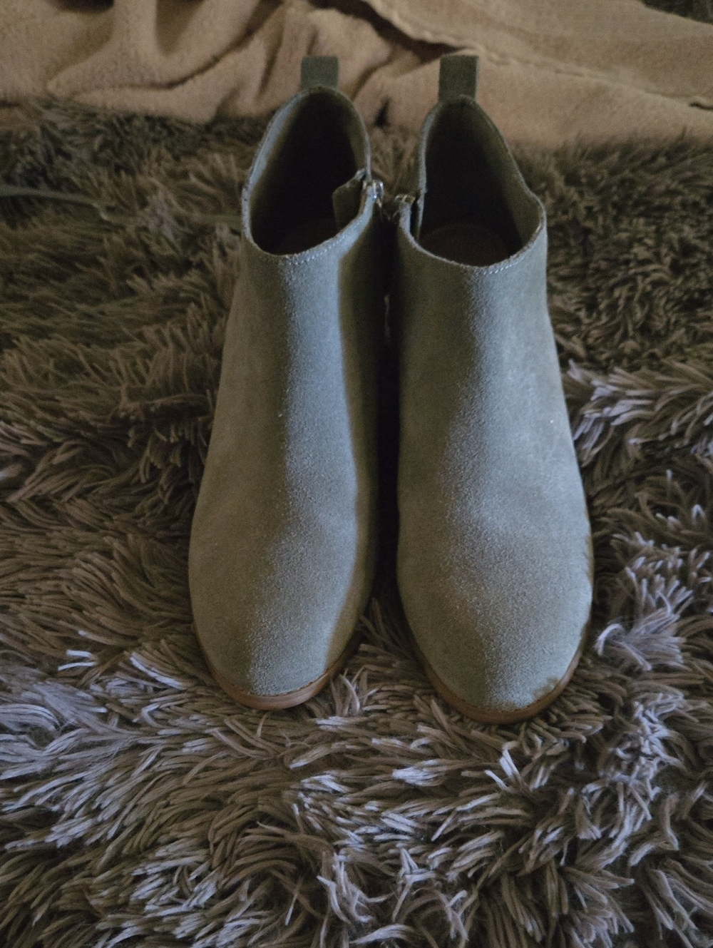 Toms Gray Suede Ankle Booties